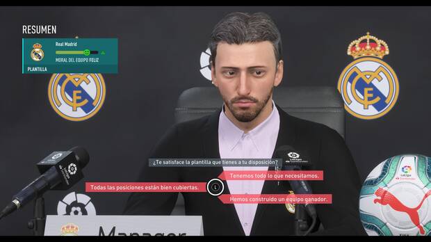 Dependiendo de las respuestas que demos en rueda de prensa podremos subir la moral del equipo.