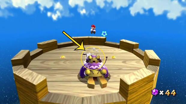 Super Mario Galaxy - Punto débil del jefe Parientes Escarabajos