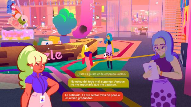 Los diálogos están escritos con gracia, siempre buscando lanzar una pullita al mercado laboral moderno.