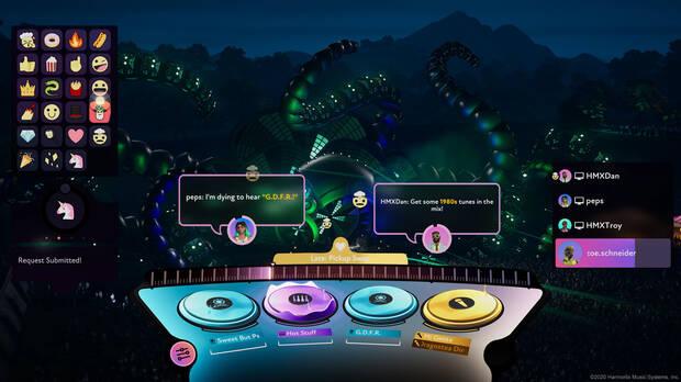 En el multijugador podemos pedir canciones, instrumentos o temas de ciertas décadas y géneros a quien esté componiendo y el DJ tendrá un tiempo límite para pinchar y ganar puntos.