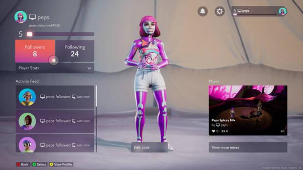 Las posibilidades para crear nuestro avatar son amplísimas e inclusivas: no se separa por géneros, sino por tipos de cuerpos. Nuestro avatar se mostrará en los escenarios y en la sección social, donde podemos ver los 'likes' a nuestras composiciones.