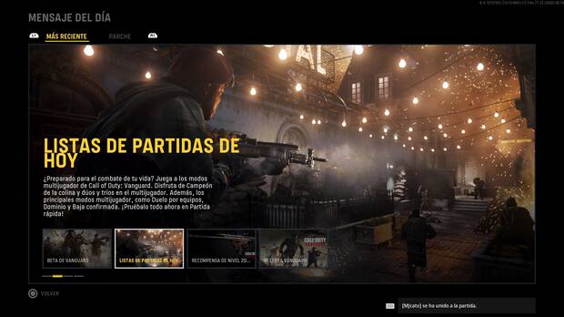 La beta ha tenido diferentes tipos de lista de partidas.