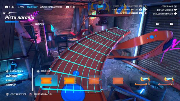Dobla la pista en el editor para dar la forma que quieras a tu circuito, a�ade m�dulos y objetos interactivos. El l�mite es tu imaginaci�n.