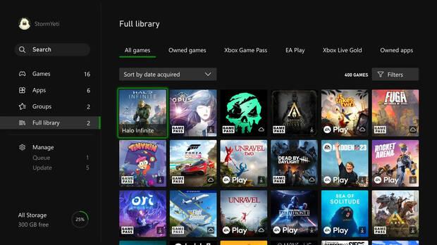 Nueva biblioteca de Xbox.