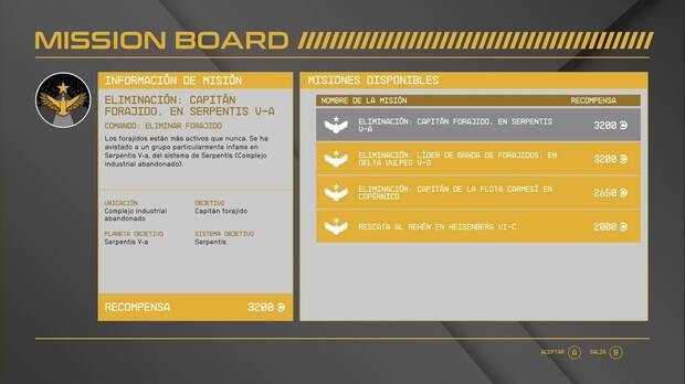 Starfield - Comandos de Freestar: panel de misiones de Freestar