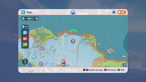 Pokémon Escarlata y Púrpura DLC 1 - Ubicación en el mapa de Enrica y Ricardo en Sierra Napada
