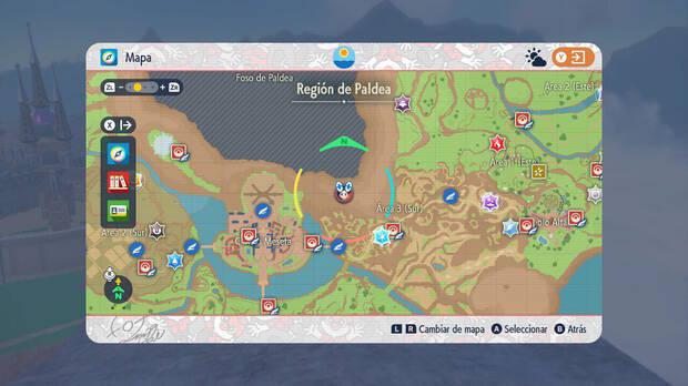 Pokémon Escarlata y Púrpura DLC 1 - Ubicación en el mapa de Enrica y Ricardo en Montaña del Área Cero