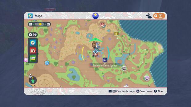 Pokémon Escarlata y Púrpura DLC 1 - Ubicación en el mapa de Enrica y Ricardo en Cascadas de la Ira