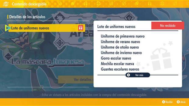 Pokémon Escarlata y Púrpura DLC 1 - Canjear el lote de uniformes nuevos