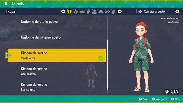 Pokémon Escarlata y Púrpura DLC 1 - Atuendo exclusivo Kimono de verano (verde oliva)