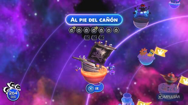 Astro Bot - Entrada del nivel Al pie del cañón del Mundo 5 Cúmulo Emplumado