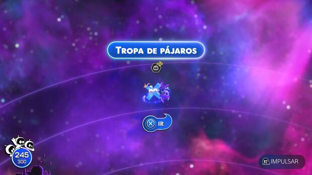 Astro Bot - Entrada del nivel Tropa de pájaros del Mundo 5 Cúmulo Emplumado
