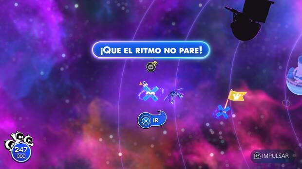 Astro Bot - Entrada del nivel ¡Que el ritmo no pare! del Mundo 5 Cúmulo Emplumado