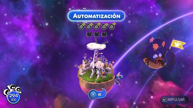 Astro Bot - Entrada del nivel Automatización del Mundo 5 Cúmulo Emplumado