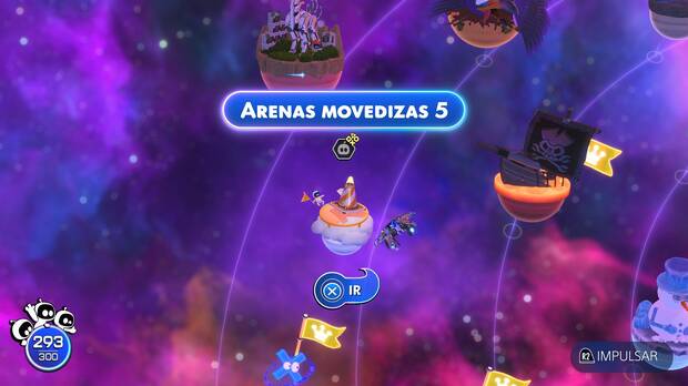 Astro Bot - Entrada del nivel Arenas movedizas 5 del Mundo 5 Cúmulo Emplumado