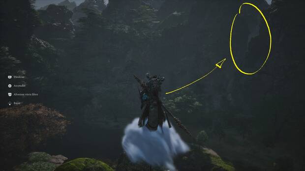 Black Myth: Wukong - Desfiladero entre montañas para llegar al área del jefe Shigandang gigante
