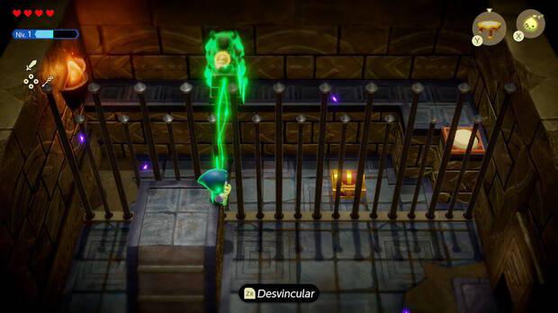The Legend of Zelda: Echoes of Wisdom - Ruinas de Sudelia, sala con la estatua y el cofre detrás de las verjas