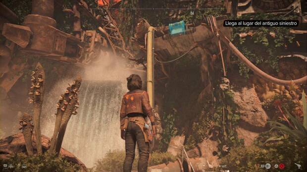 Star Wars Outlaws - Los restos de la nave: punto donde usar el gancho a la derecha del motor de la Condestable