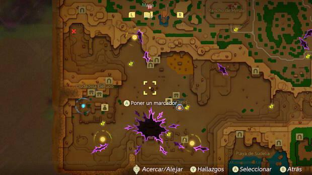 The Legend of Zelda: Echoes of Wisdom - Posiciones de las brechas pequeñas del desierto