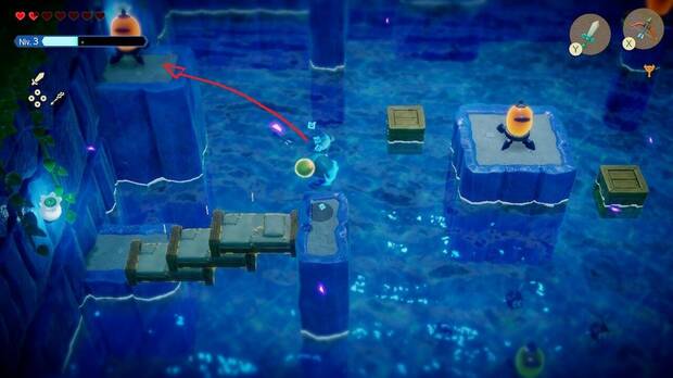 The Legend of Zelda: Echoes of Wisdom - Ruinas de Jabul - Golpear el mecanismo de ojo más alto