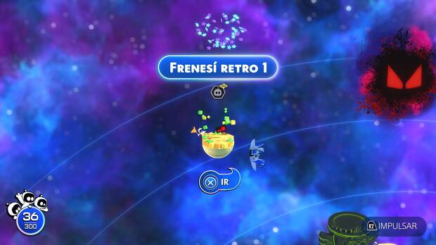 Astro Bot - Entrada del nivel Frenesí retro 1 del Mundo 1 Nebulosa Gorila