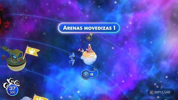 Astro Bot - Entrada del nivel Arenas movedizas 1 del Mundo 1 Nebulosa Gorila