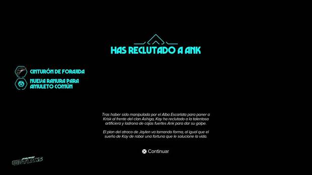 Star Wars Outlaws - La artillería pesada: pestaña de reclutamiento de Ank