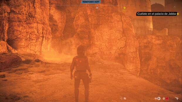 Star Wars Outlaws - Compañeros: pared junto al acantilado frente a la entrada del palacio de Jabba