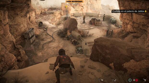 Star Wars Outlaws - Compañeros: guardias vigilando la zona pasado el puente del palacio de Jabba