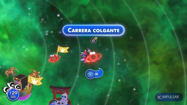 Astro Bot - Entrada del nivel Carrera colgante del Mundo 3 Camino Silbante