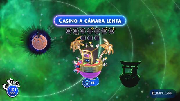 Astro Bot - Entrada del nivel Casino a cámara lenta del Mundo 3 Camino Silbante