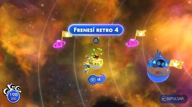 Astro Bot - Entrada del nivel Frenesí retro 4 del Mundo 4 Cosmos Camuflado