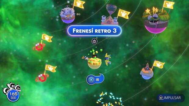 Astro Bot - Entrada del nivel Frenesí retro 3 del Mundo 3 Camino Silbante