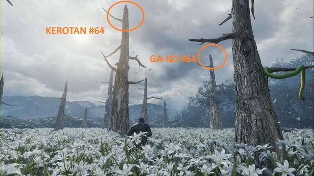 Metal Gear Solid Delta - Rokovoj Bereg, ubicacin del GA-KO #64 y la Kerotan #64 en el campo de flores