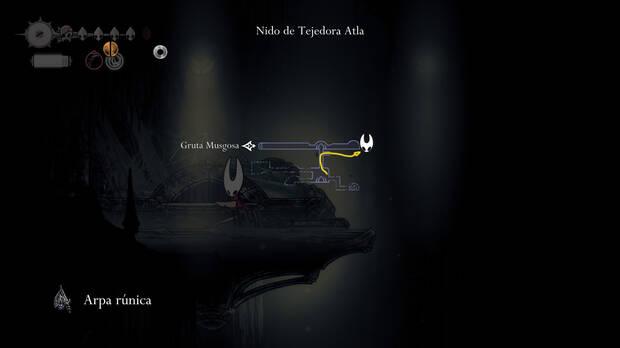 Hollow Knight Silksong - Ubicación en el mapa de Arpa rúnica 01