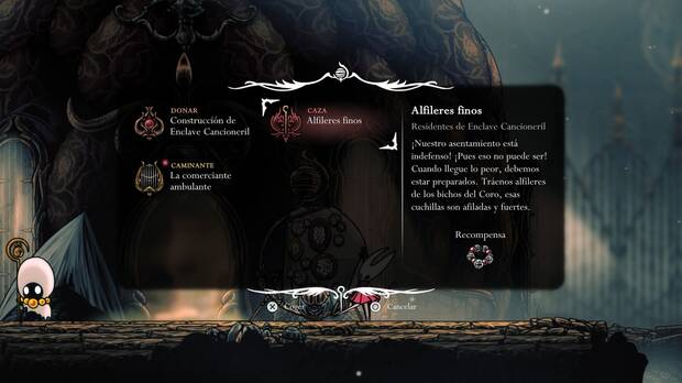 Hollow Knight Silksong - Dónde se desbloquea la misión Alfileres finos