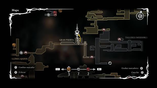 Hollow Knight Silksong - Ubicación en el mapa del fragmento de carrete 08