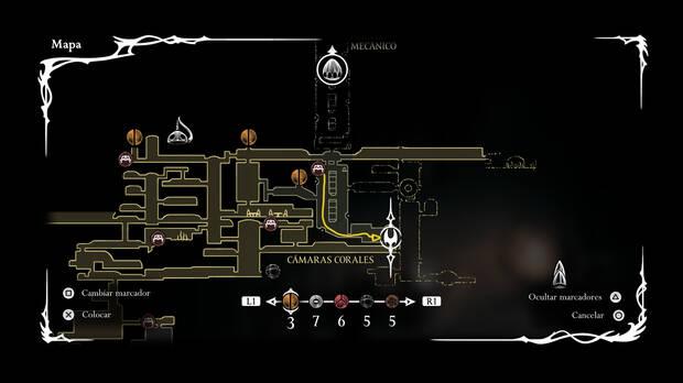 Hollow Knight Silksong - Ubicación en el mapa del fragmento de carrete 09