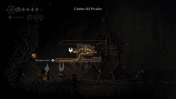 Hollow Knight Silksong - Ubicación de la comerciante Shakra y el mapa de Camino del Pecador