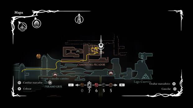 Hollow Knight Silksong - Ubicación en el mapa de la herramienta Tachuelas