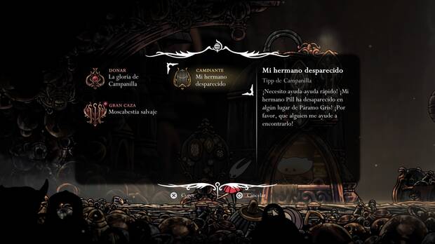 Hollow Knight Silksong - Dónde se desbloquea la misión Mi hermano desaparecido