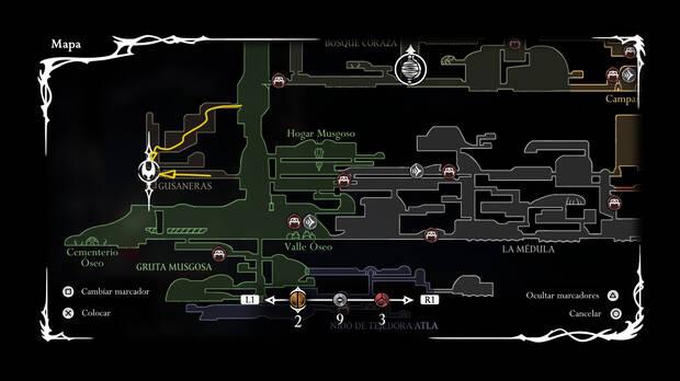 Hollow Knight Silksong - Localizacin de puerta de las Gusaneras para abrir con una llave simple