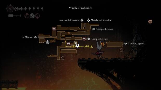 Hollow Knight Silksong - Localizacin de puerta de los Muelles Profundos para abrir con una llave simple