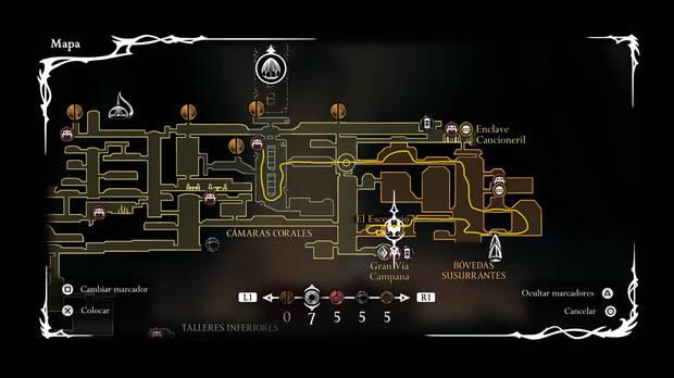 Hollow Knight Silksong - Ubicación en el mapa de la herramienta Garra espejo y Espejo oscuro