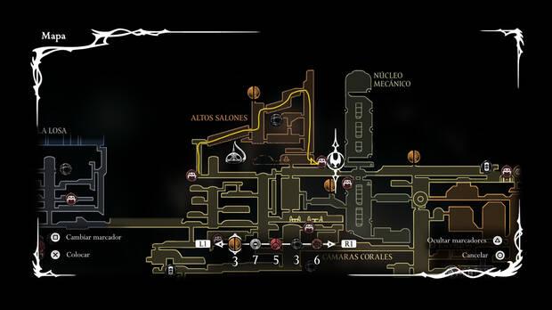 Hollow Knight Silksong - Ubicación del mapa de los Altos Salones