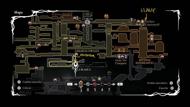 Hollow Knight Silksong - Ubicación del mapa del Ala Blanca