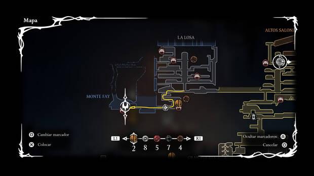 Hollow Knight Silksong - Ubicación del mapa de Monte Fay