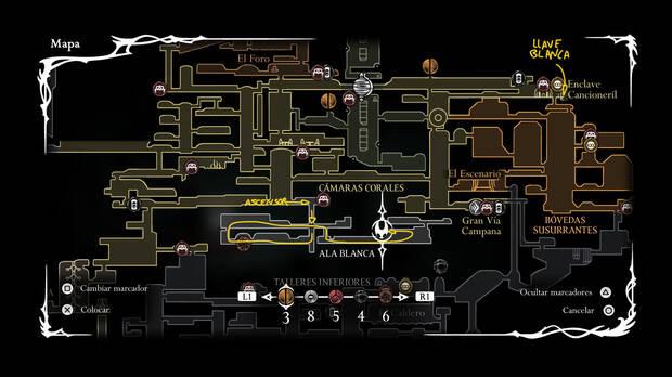 Hollow Knight Silksong - Ubicación en el mapa de la herramienta Banda inyectora