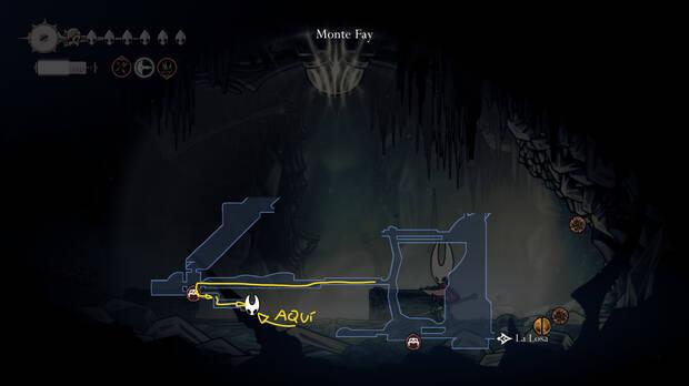Hollow Knight Silksong - Ubicación en el mapa de la herramienta Cristal de memoria