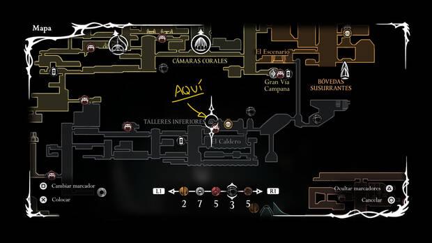 Hollow Knight Silksong - Ubicacin en el mapa del Blasn de Arquitecta